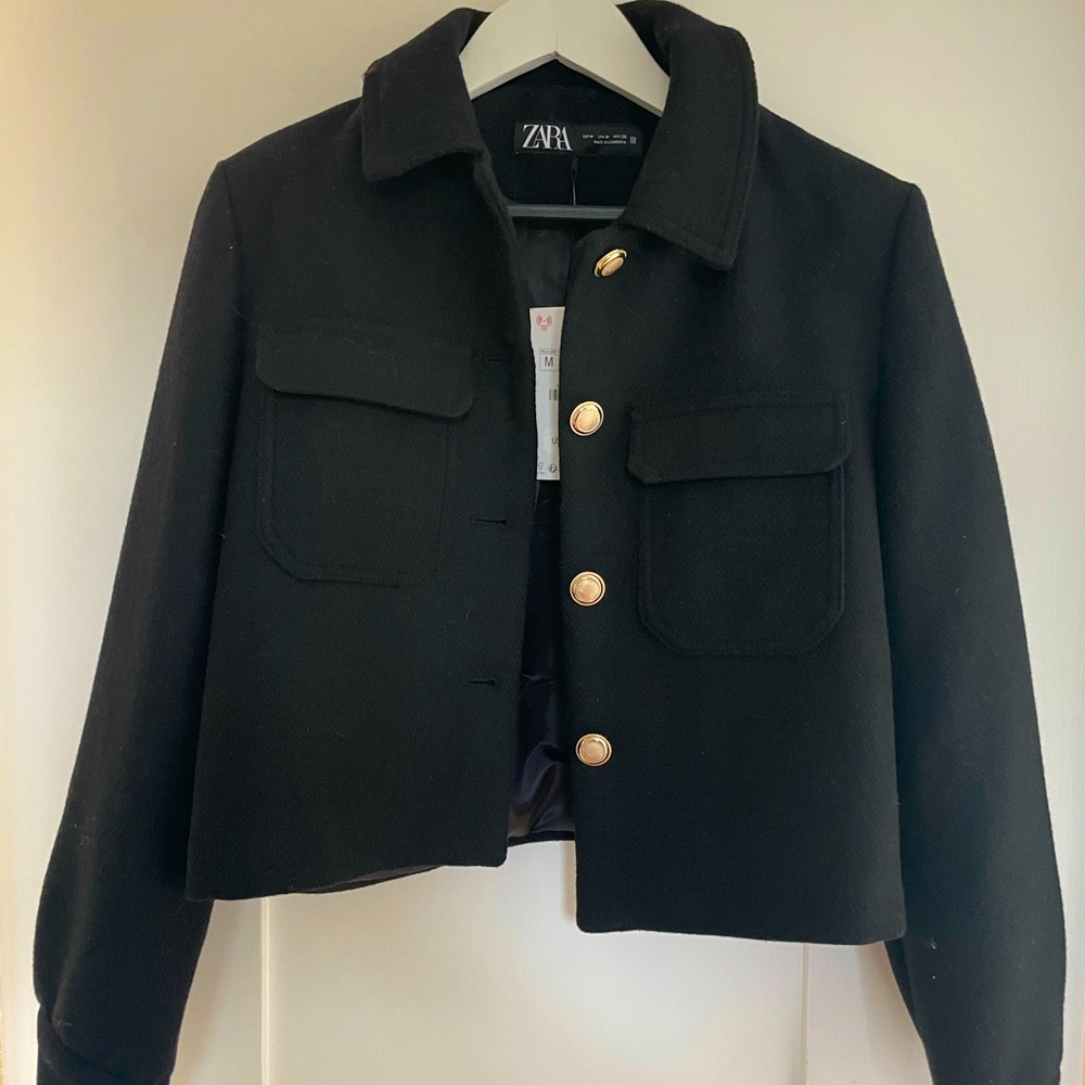Cropped Wool Blend Jacket
